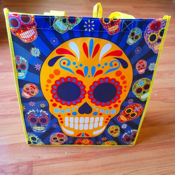 Sugar Skull Large Tote Bag Day Of The Dead Mexico Día de los Muertos - Picture 3 of 5